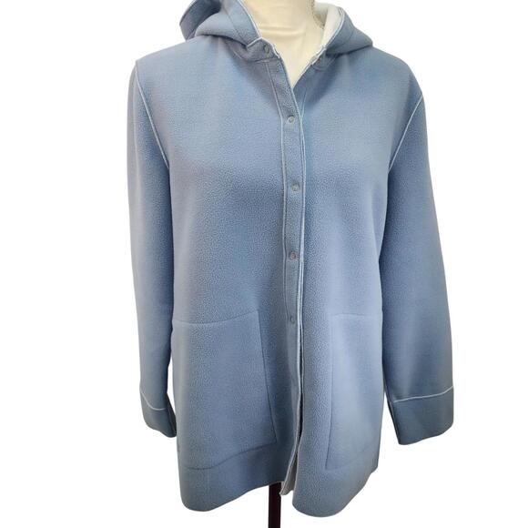 Lauren Ralph Lauren. Fleece Jacket Hooded Snap Front Blue Vintage Small NWT